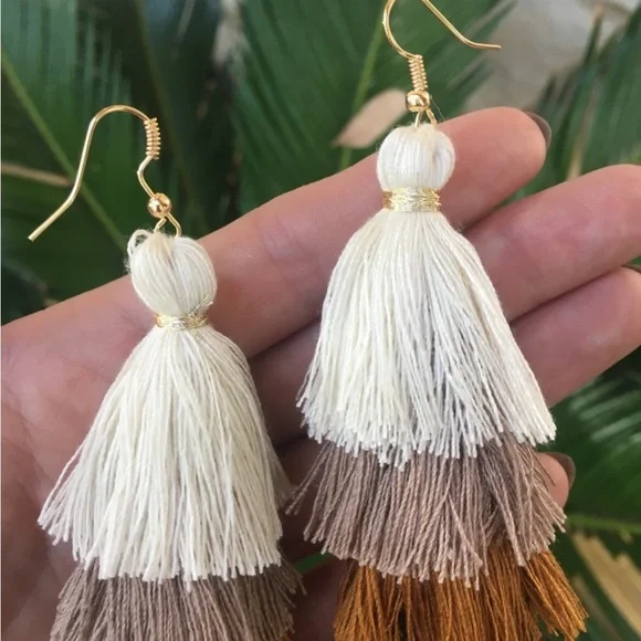 Beautiful Zara Earth Tone Tassel Earrings - Picture 4 of 4